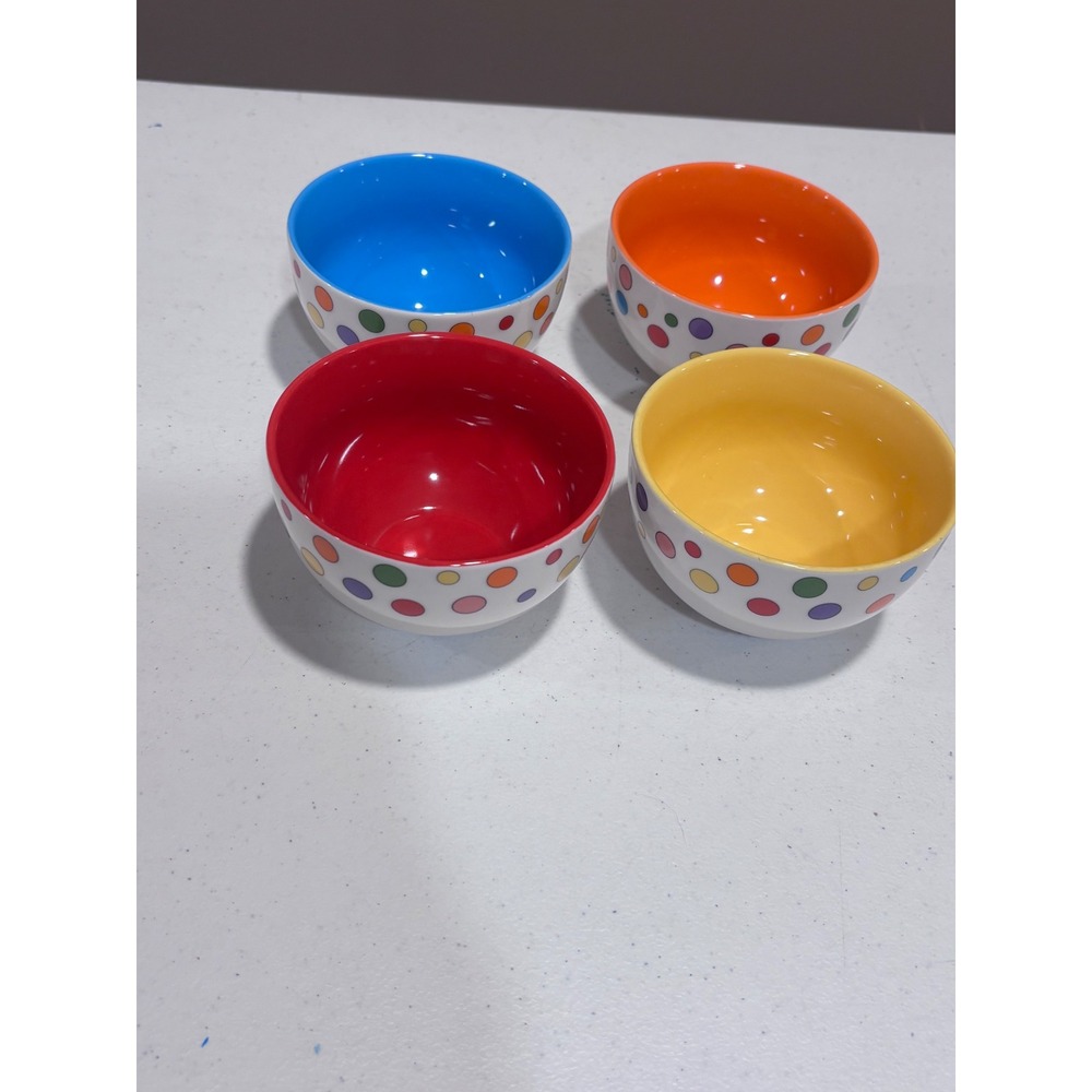 Avon China Polka Dot Small Bowls Set of 4 Multi Color Ceramic Snack Bowls